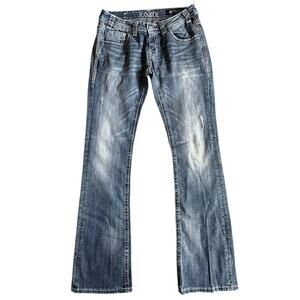 Women’s Rock & Roll Cowgirl Rival Low Rise Light Wash Boot Cut Jean Size 29 x 34
